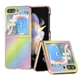 thumbnail image 1 of SaniMore for Samsung Galaxy Z Flip 5 (6.7" 2023) Case with Built-in Tempered Glass Protector,Glitter Bling Diamond PU Leather Shockproof Plating Bumper Stylish for Girls, Rainbow, 1 of 6