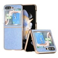 thumbnail image 1 of SaniMore for Samsung Galaxy Z Flip 5 (6.7" 2023) Case with Built-in Tempered Glass Protector,Glitter Bling Diamond PU Leather Shockproof Plating Bumper Stylish for Girls, Blue, 1 of 6