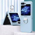 thumbnail image 1 of SaniMore for Samsung Galaxy Z Flip 5 (6.7" 2023) Case with Built-in Tempered Glass Protector Hinge Protection, 360° Rotating Metal Ring Kickstand Rugged PC Shell for Samsung Galaxy Z Flip 5,Light Blue, 1 of 10