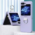 thumbnail image 1 of SaniMore for Samsung Galaxy Z Flip 5 (6.7" 2023) Case with Built-in Tempered Glass Protector Hinge Protection, 360° Rotating Metal Ring Kickstand Rugged PC Shell for Samsung Galaxy Z Flip 5, Purple, 1 of 10