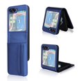 thumbnail image 1 of SaniMore for Samsung Galaxy Z Flip 5 (6.7" 2023) Case, PU Leather Hinge Protection Card Slot Wear-resistant Slim Lightweight Shockproof Anti-fall Shell for Samsung Z Flip 5, Blue, 1 of 8