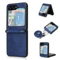 thumbnail image 1 of SaniMore for Samsung Galaxy Z Flip 5 (6.7" 2023) Phone Case, Retro PU Leather + Crossbody Lanyard, Shockproof Anti-fall Slim, Durable Wear-resistant Folding Shell for Galaxy Z Flip 5, Blue, 1 of 6