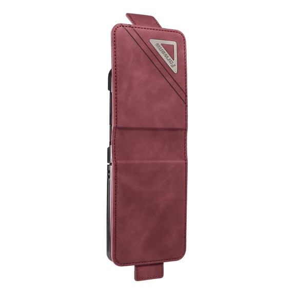 SaniMore for Samsung Galaxy Z Flip 5 6.7" Case Multi-Functional Magnetic Clasp Wallet, Premium PU Leather Cover Built-in RFID Blocking Card Holder Shockproof Protective Shell, Winered