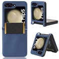 thumbnail image 1 of SaniMore for Samsung Galaxy Z Flip 5 6.7" PU Leather Case, Magnetic Wallet Ultra-Thin Cover with Wrist Strap & Card Slot Anti-Scratch All-Inclusive Protective Shell, Blue, 1 of 5