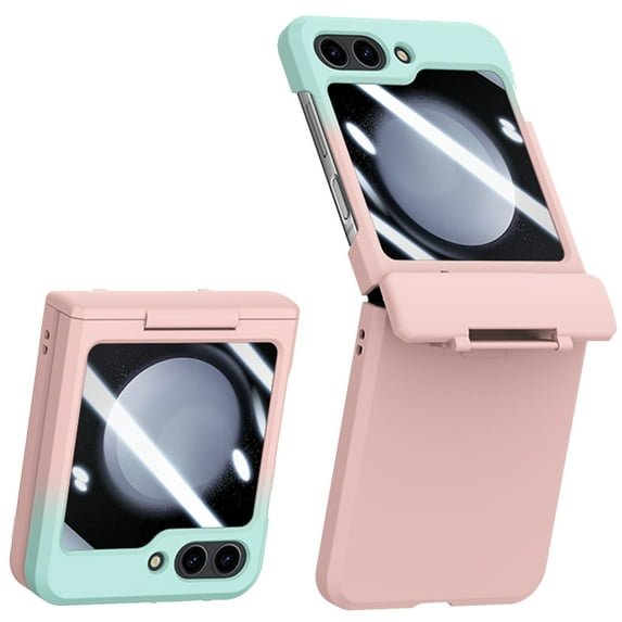 SaniMore for Samsung Galaxy Z Flip 5 Case, Hinge Protection, Built-in Screen Protector, Wireless Charging, Shockproof, Anti Scratch Slim Phone Protective Cover for Galaxy Z Flip 5 2023, Cyan Pink