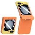 thumbnail image 1 of SaniMore for Samsung Galaxy Z Flip 5 Case, Hinge Protection, Built-in Screen Protector, Wireless Charging, Shockproof, Anti Scratch Slim Phone Protective Cover for Galaxy Z Flip 5 2023, Yellow Orange, 1 of 8