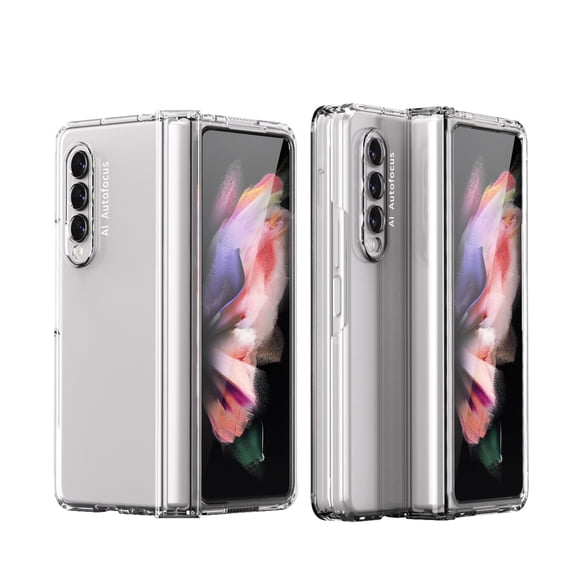 SaniMore for Samsung Galaxy Z Fold 3 7.6" 2021 Case, Frosted PC Back Hinge Protection All-inclusive Tempered Glass Screen Protector Wireless Charging Anti-drop Shockproof Full Protective Case, Clear