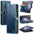 thumbnail image 1 of SaniMore for Samsung Galaxy Z Fold 3 (7.6" 2021) Case, PU Leather Auto-magnet Full Protection Flip Kickstand Card & Cash Slots, Retro Shockproof Anti-fall Wallet Business Shell,Blue, 1 of 10