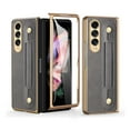 thumbnail image 1 of SaniMore for Samsung Galaxy Z Fold 3 7.6" Folding Case with Tempered Glass Screen, PU Leather Case for with Retractable Wristband & Anti-Slip Sticker Full Body Protective, Gray, 1 of 9