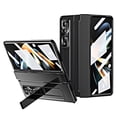thumbnail image 1 of SaniMore for Samsung Galaxy Z Fold 3 7.6" Folding Magnetic Hinge Protection Case with Tempered Glass Film, Rugged PC Cover with Wireless Charging & Kickstand Full Body Protective Shell, Black, 1 of 7