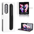 thumbnail image 1 of SaniMore for Samsung Galaxy Z Fold 3 7.6" PU Leather Case, Magnetic Closure Flip Wallet Cover with Wrist Strap Card Slot & Adjustable Kickstand All-Inclusive Protective Shell, White, 1 of 7