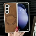 thumbnail image 1 of SaniMore for Samsung Galaxy Z Fold 3 Case, PU Leather with Hinge Protection, Wireless Charing Shockproof TPU Bumper for Girls Men Slim Anti-drop Magnetic Car Mount for Samsung Z Fold 3, Brown, 1 of 8