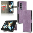 thumbnail image 1 of SaniMore for Samsung Galaxy Z Fold 3 Premium PU Leather Case, [RFID Blocking] Card Holder Magnetic Wallet Folio Cover for Samsung Z Fold 3 with Practical Bracket + Detachable Wrist Strap, Purple, 1 of 7