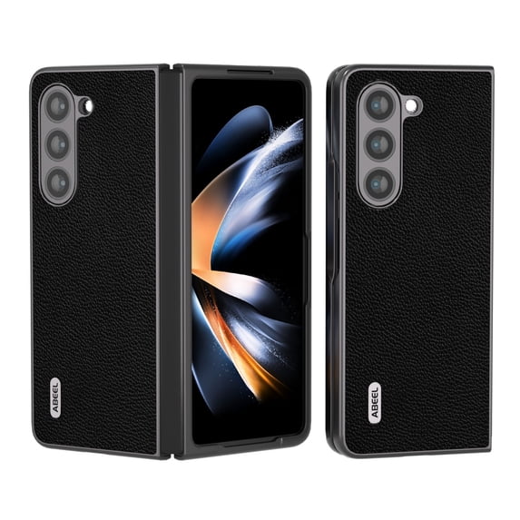 SaniMore for Samsung Galaxy Z Fold 4 (7.6" 2021) Case, Weai-resistant Durable PU Leather Skin Shockproof Drop Resistant Anti-scratch PC Backplane Slim Lightweight Cover, Black