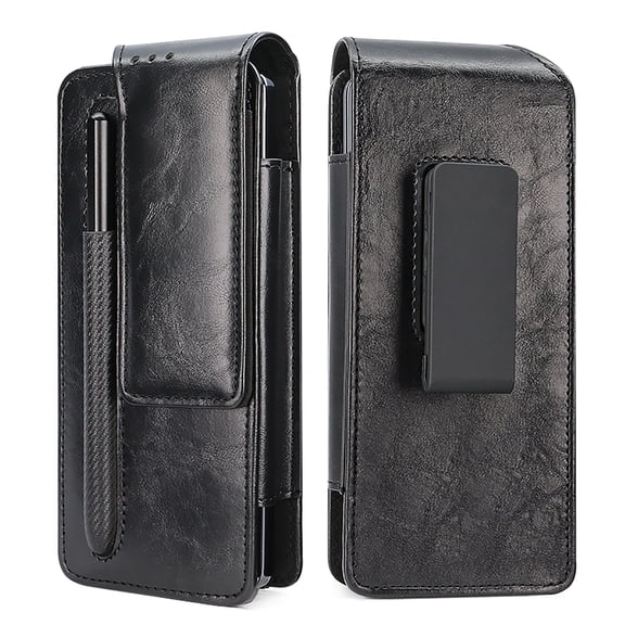 SaniMore for Samsung Galaxy Z Fold 4 (7.6" 2022) Business Case, PU Leather Handbag [Belt Clamp + S Pen Holder] Shockproof Full Body Protective nti-drop Shell for Samsung Z Fold 4, Black
