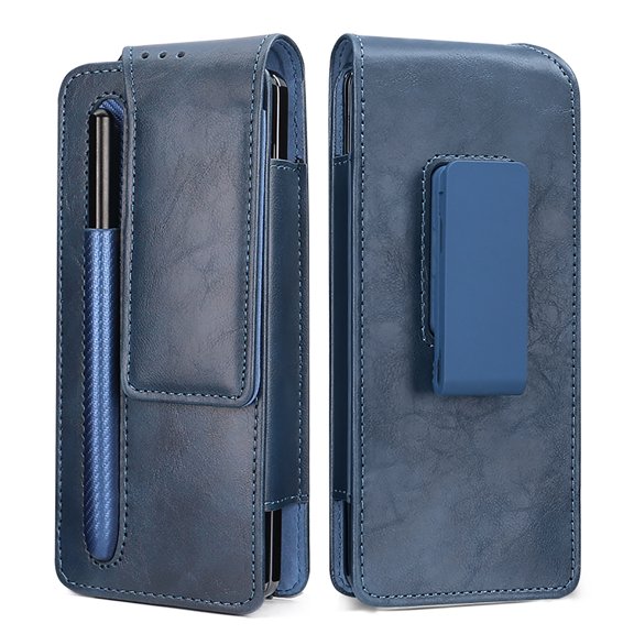SaniMore for Samsung Galaxy Z Fold 4 (7.6" 2022) Business Case, PU Leather Handbag [Belt Clamp + S Pen Holder] Shockproof Full Body Protective nti-drop Shell for Samsung Z Fold 4, Blue