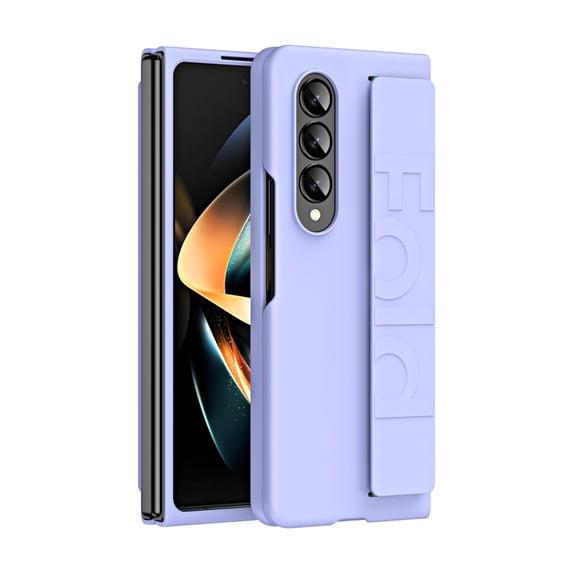 SaniMore for Samsung Galaxy Z Fold 4 7.6" 2022 Case, Anti-drop PC Case with Elastic Wristband Anti-fingerprint Anti-greasy Slim Folding Business Case for Galaxy Z Fold 4 7.6 inch 2022, Purple