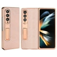 thumbnail image 1 of SaniMore for Samsung Galaxy Z Fold 4 (7.6" 2022) Case, Electroplate PU Leather Skin, Foldable Bracket Stand Shell, Slim Lightweight Shockroof Anti-fall Phone Cover for Galaxy Z Fold 4, Rosegold, 1 of 9