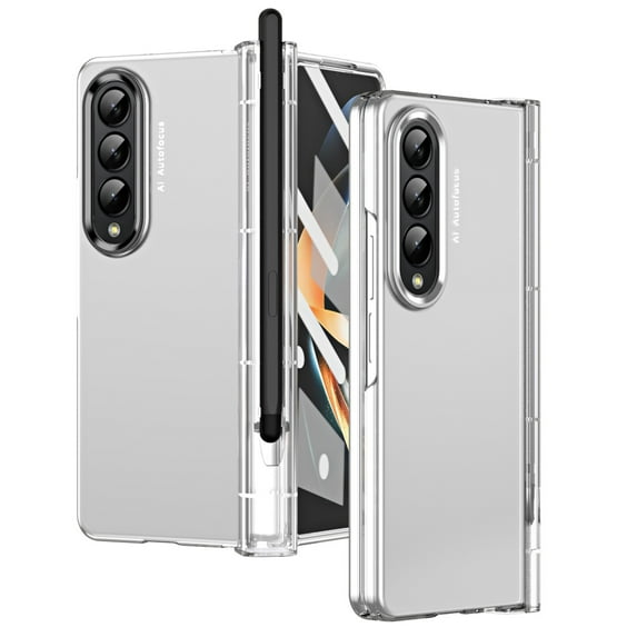 SaniMore for Samsung Galaxy Z Fold 4 7.6" 2022 Case, Hinge Protcetion Tempered Glass Screen Protector Anti-fall Anti-slip Lightweigh Folding Case for Samsung Galaxy Z Fold 4 5G, Clear
