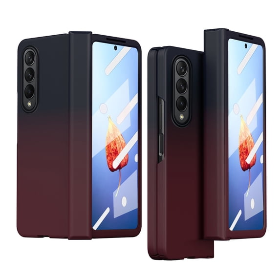 SaniMore for Samsung Galaxy Z Fold 4 7.6" 2022 Case, Hinge Protection Tempered Glass Screen Protector 360° All-inclusive Drop Resistant Shockproof Anti-greasy Folding Case for Z Fold 4, Deep Red