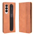 thumbnail image 1 of SaniMore Samsung Galaxy Z Fold 4 7.6" 2022 Case, Magnetic Folio PU Leather Cover with Card Slots Cash Pocket Stand Feature Full-body Protctive Shockproof Anti-fall Business Wallet Retro Shell, Brown, 1 of 5
