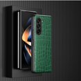 thumbnail image 1 of SaniMore for Samsung Galaxy Z Fold 4 (7.6" 2022) Case, PU Leather Crocodile Skin + Shockproof PC Backplane, Tough Rugged Anti-drop Slim Lightweight Wear-resistant Durable Fold Cover, Green, 1 of 8