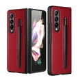 thumbnail image 1 of SaniMore for Samsung Galaxy Z Fold 4 (7.6" 2022) Case, PU Leather Skin & Hard PC Backplane Pencil Slot, Shockproof Anti-fall Wear-resistant Anti-scratch Folding Shell, Red, 1 of 9