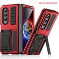 thumbnail image 1 of SaniMore for Samsung Galaxy Z Fold 4 7.6" 2022 Tri-layer Case with Wireless Charging Tempered Glass Screen Protector Hidden Bracket Drop Resistant Heavy Duty Protective Case for Galaxy Z Fold 4, Red, 1 of 7