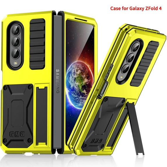 SaniMore for Samsung Galaxy Z Fold 4 7.6" 2022 Tri-layer Case Wireless Charging Tempered Glass Screen Protector Hidden Bracket Drop Resistant Heavy Duty Protective Case for Galaxy Z Fold 4,
Yellow