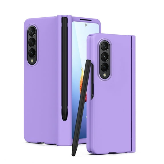 SaniMore for Samsung Galaxy Z Fold 4 Case, Shockproof Armor Hinge Rugged PC Folding Cover for Samsung Z Fold 4 with HD Film Screen Protector Military Grade Protection with S-Pen Stylus, Purple