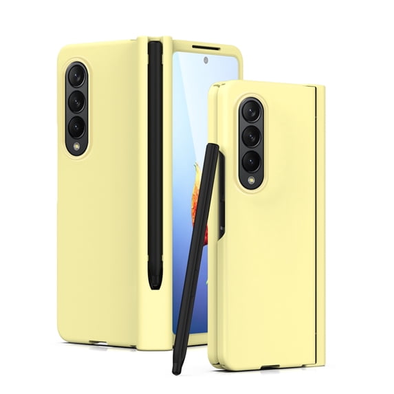 SaniMore for Samsung Galaxy Z Fold 4 Case, Shockproof Armor Hinge Rugged PC Folding Cover for Samsung Z Fold 4 with HD Film Screen Protector Military Grade Protection with S-Pen Stylus, Yellow