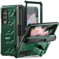 thumbnail image 1 of SaniMore for Samsung Galaxy Z Fold 4 Tempered Glass Screen Case, Rugged PC Case with Pen Holder Adjustable Kickstand Wireless Charging Shockproof Protective Case for Samsung Z Fold 4, Armygreen, 1 of 9