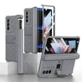 thumbnail image 1 of SaniMore for Samsung Galaxy Z Fold 4 Tempered Glass Screen Case, Rugged PC Case with Pen Holder Adjustable Kickstand Wireless Charging Shockproof Protective Case for Samsung Z Fold 4, Gray, 1 of 10