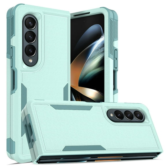 SaniMore for Samsung Galaxy Z Fold 4 Ultra-Thin Two-Layers Protection Case, Rugged PC Back & Flexible TPU Military Grade Shockproof Heavy Duty Protective Case for Samsung Z Fold 4, Mint