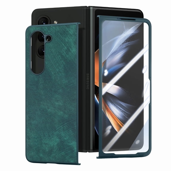 SaniMore for Samsung Galaxy Z Fold 5 5 (7.6" 2023) Case, Wireless Charging Built-in Tempered Film Protector, Slim Lihtweight Hinge Protection Shockproof Anti-drop Shell, Green