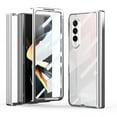 thumbnail image 1 of SaniMore for Samsung Galaxy Z Fold 5 (7.6" 2023) Case with Built-in Tempered Glass Screen Protector Hinge Protection Full Body Protection Plating Bumper Shockproof Anti-drop Clear Shell, Silver, 1 of 7