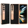 thumbnail image 1 of SaniMore for Samsung Galaxy Z Fold 5 (7.6" 2023) Case, Electroplate PU Leather Skin, Foldable Bracket Stand Shell, Slim Lightweight Shockroof Anti-fall Phone Cover for Galaxy Z Fold 5, Black, 1 of 9