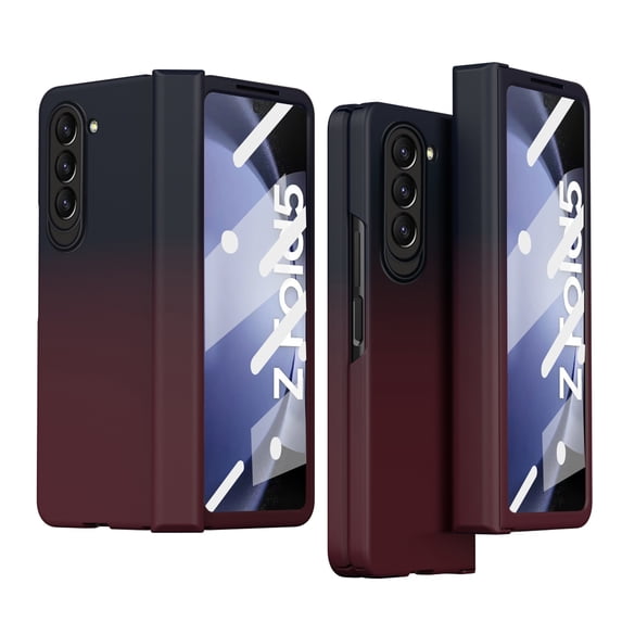 SaniMore for Samsung Galaxy Z Fold 5 7.6" 2023 Case, Hinge Protection 360°All-inclusive Drop Resistant Shockproof Anti-greasy Anti-scratch Slim & Lightweight Folding Cover, Red+Blue
