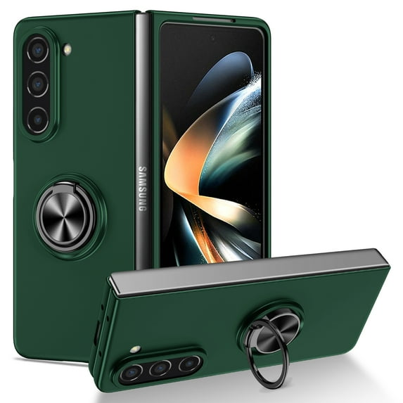 SaniMore for Samsung Galaxy Z Fold 5 7.6" 2023 Case with Magnetic Car Mount 360°Rotating Kickstand Anti-scratch Anti-shock Drop Resistant Slim Folding Military-grade Protective Cover, Darkgreen