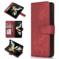 thumbnail image 1 of SaniMore for Samsung Galaxy Z Fold 5 7.6" 2023 Case, PU Leather Flip Fold Wallet Cover, Detachable Wrist Strap, Card Slots Cash Pocket, Shockproof Full Protective Shell, Red, 1 of 10