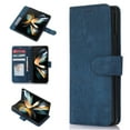 thumbnail image 1 of SaniMore for Samsung Galaxy Z Fold 5 7.6" 2023 Case, PU Leather Flip Fold Wallet Cover, Detachable Wrist Strap, Card Slots Cash Pocket, Shockproof Full Protective Shell, Blue, 1 of 10
