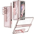 thumbnail image 1 of SaniMore for Samsung Galaxy Z Fold 5 7.6" 2023 Case with Pen Stulus, Hinge Protection Screen Protector Hidden Kickstand Pen Slot Electroplated Magnetic Crystal-clear Shockproof Cover, Rosegold, 1 of 7