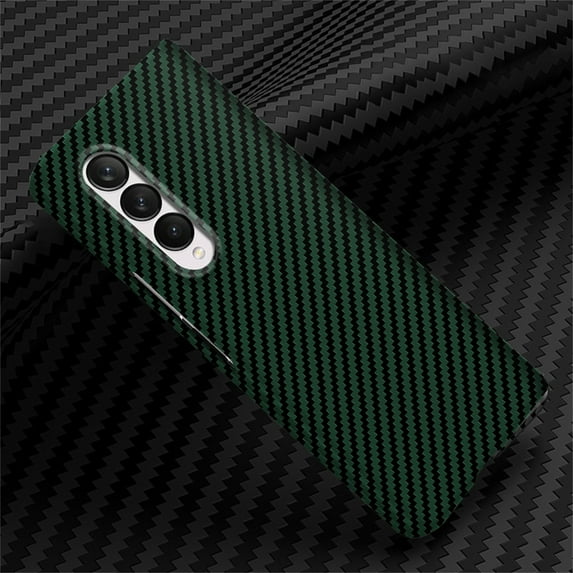 SaniMore for Samsung Galaxy Z Fold 5 7.6" 2023 Case, Slim Carbon Fiber Support Wireless Charging Shockproof Anti-drop Lens All-inclusive Heavy Duty Protective Anti-fingerprint Magnetic Cover, Green