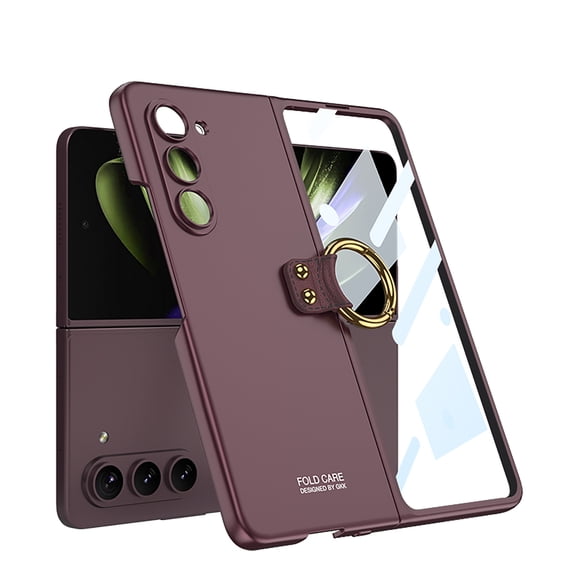 SaniMore for Samsung Galaxy Z Fold 5 (7.6" 2023) Case, Ultra-thin 360 Degree Rotating Bracket Rugged Skin-feel PC Backplane Shockproof Anti-fall Tough Protective Shell for Galaxy Z Fold 5, Winered
