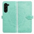 thumbnail image 1 of SaniMore for Samsung Galaxy Z Fold 5 7.6" 2023 Wallet Case with Embossed Mandala PU Leather Flip Protection Wrist Strap Credit Card Holder Pocket Kickstand Shockproof Folding Cover, Green, 1 of 6