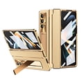 thumbnail image 1 of SaniMore for Samsung Galaxy Z Fold 5 7.6" Folding Magnetic Hinge Protection Case with Tempered Glass Film, PU Leather Cover with Wireless Charging & Kickstand Full Body Protective Shell, Deep Gold, 1 of 7