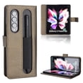 thumbnail image 1 of SaniMore for Samsung Galaxy Z Fold 5 7.6" PU Leather Case, Magnetic Closure Flip Wallet Cover with Wrist Strap Card Slot & Adjustable Kickstand All-Inclusive Protective Shell, Copper, 1 of 7
