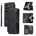 thumbnail image 1 of SaniMore for Samsung Galaxy Z Fold 5 Buisness Case, Zipper Purse [Card Holders] Magnetic Clasp Flip Kickstand Wrist/Crossbody Lanyard PU Leather Wear-resistant Full Body Protective Wallet Shell, Black, 1 of 8