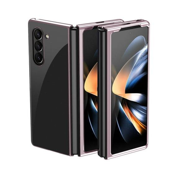SaniMore for Samsung Galaxy Z Fold 5 Case 2023, Electroplated Transparent Folding Cover for Samsung Galaxy Z Fold 5 5G Crystal Clear Yellowing Resistant Shockproof Protection Cover, Rosegold