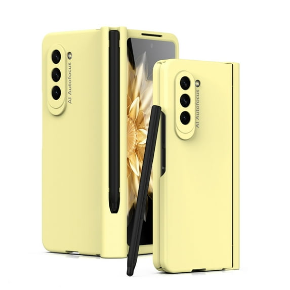 SaniMore for Samsung Galaxy Z Fold 5 Case, Shockproof Armor Hinge Rugged PC Folding Cover for Samsung Z Fold 5 with HD Film Screen Protector Military Grade Protection with S-Pen Stylus, Yellow